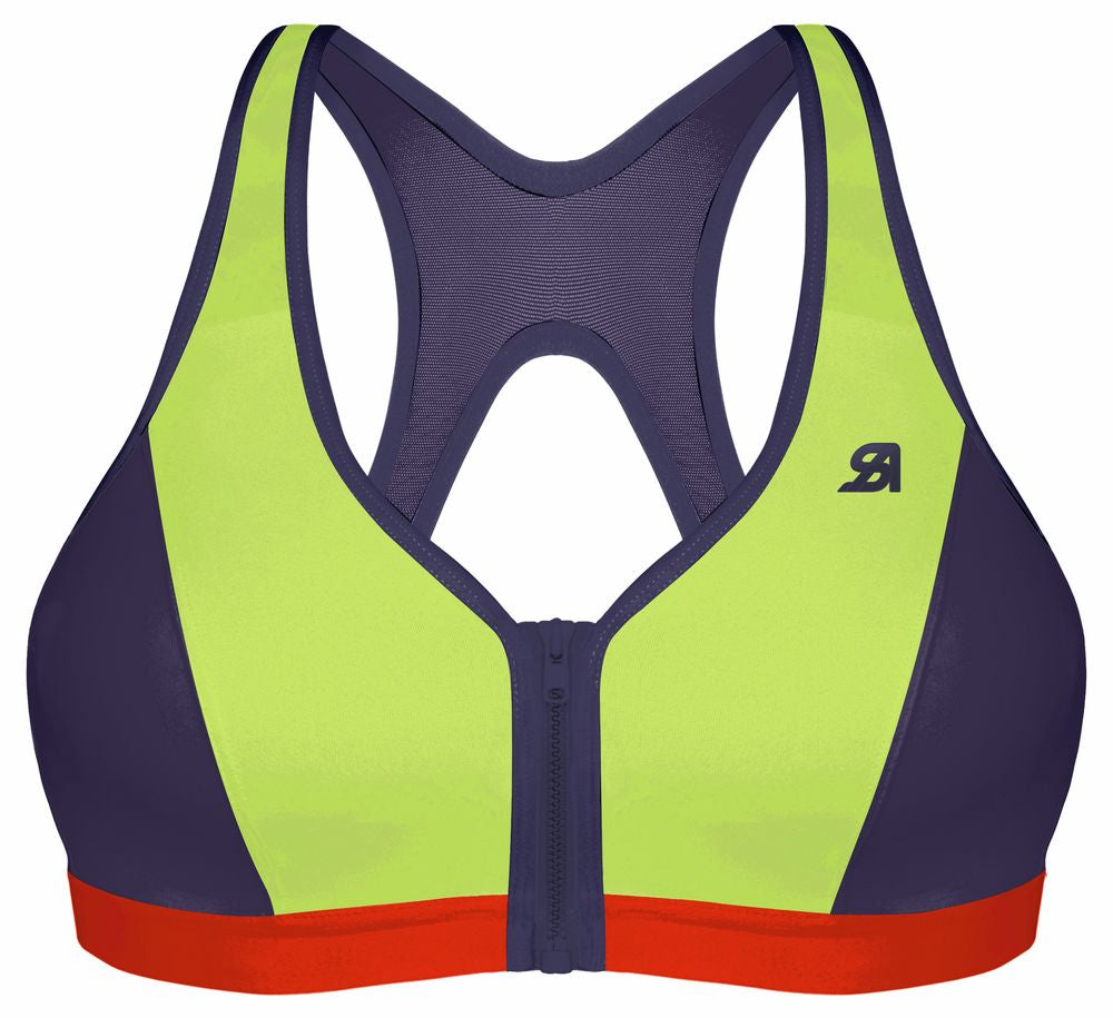 Shock Absorber Modell: 336002- Sport-BH Front Zip Hellgrün-Blau