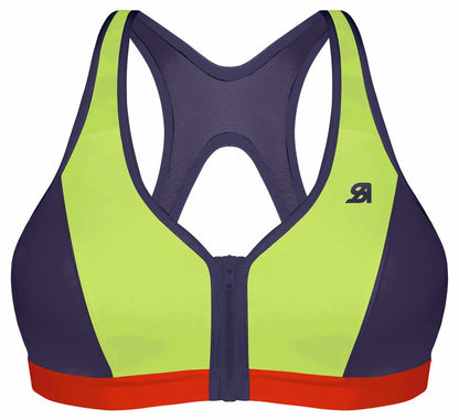 Shock Absorber Modell: 336002- Sport-BH Front Zip Hellgrün-Blau