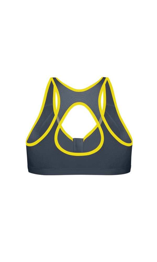 Shock Absorber Modell: 336002- Sport-BH Front Zip Grau-Zitrone